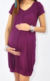 Tunic banded bamboo maternity dress funky muma plum