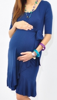 Evita ink blue bamboo pregnant dress funky muma breastfeeding pregnancy maternity wear 
