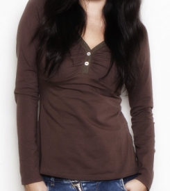 Lace henley coffee longsleeve 2 funky muma breastfeeding pregnancy maternity wear 