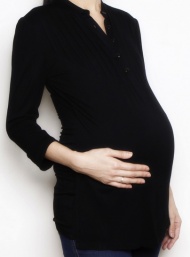 Pleated bib black longsleeve top shirt  pregnant bamboo funky muma breastfeeding pregnancy maternity wear 