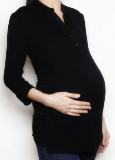 Pleated bib black longsleeve top shirt  pregnant bamboo funky muma breastfeeding pregnancy maternity wear 