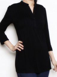 Pleated tunic black longsleeve nursing bamboo funky muma breastfeeding pregnancy maternity wear 