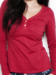 Lace henley dark red long sleeve nursing funky muma breastfeeding pregnancy maternity wear 