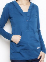 Buttoned hoodie blue nursing funky muma breastfeeding pregnancy maternity wear