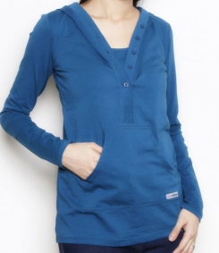 Buttoned hoodie blue nursing funky muma breastfeeding pregnancy maternity wear