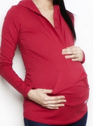 Buttoned hoodie red pregnant funky muma breastfeeding pregnancy maternity wear