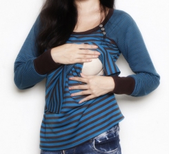 Scoopneck stripes raglan teal and brown breastfeeding funky muma breastfeeding pregnancy maternity wear 