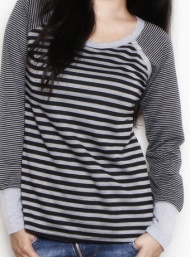 Scoopneck stripes black and grey top nursing funky muma breastfeeding pregnancy maternity wear 