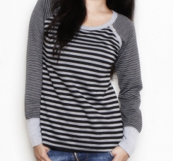 Scoopneck stripes black and grey top nursing funky muma breastfeeding pregnancy maternity wear 