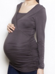 Double ruche top bamboo pregnant pewter funky muma breastfeeding pregnancy maternity wear 