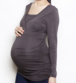 Double ruche top bamboo pregnant pewter funky muma breastfeeding pregnancy maternity wear 
